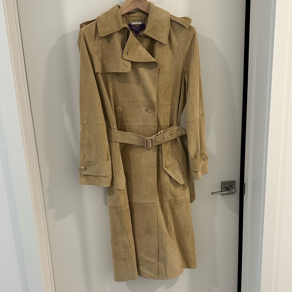 Ralph Lauren Collection Baird Lamb-Suede Trench Coat
Pale Honey